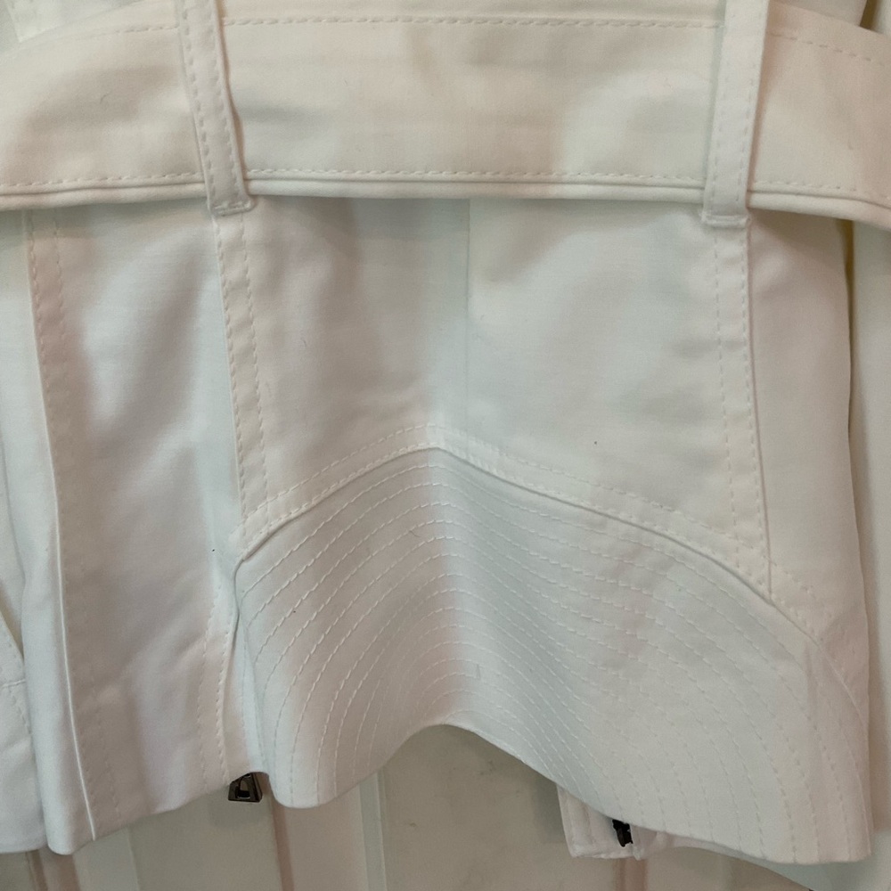 Zara White Jacket w/ Cinch Waist Belt, Zip Front, Pockets, Turn Back Cuf… - Picture 11 of 15